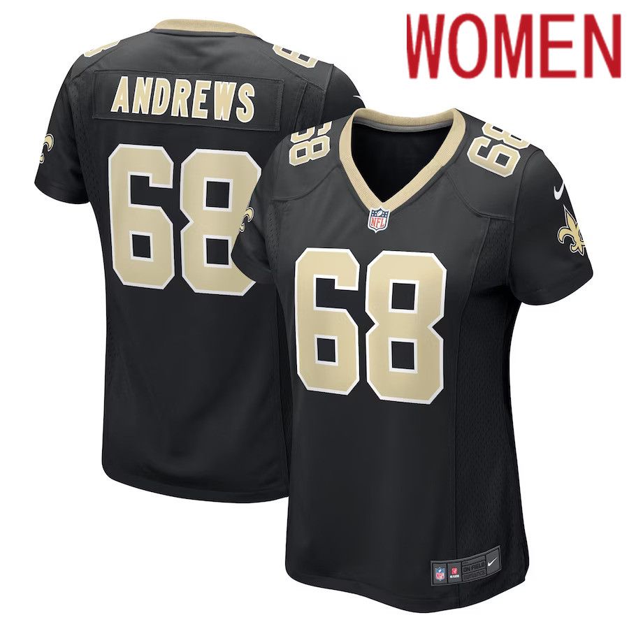 Women New Orleans Saints 68 Josh Andrews Nike Black Game Player NFL Jersey